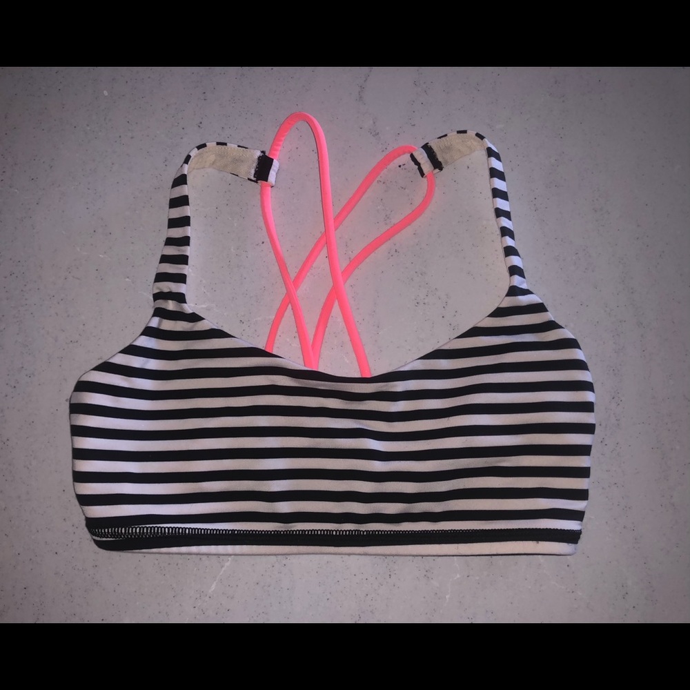 Lululemon Free To Be Bra, Size 4, black/white striped